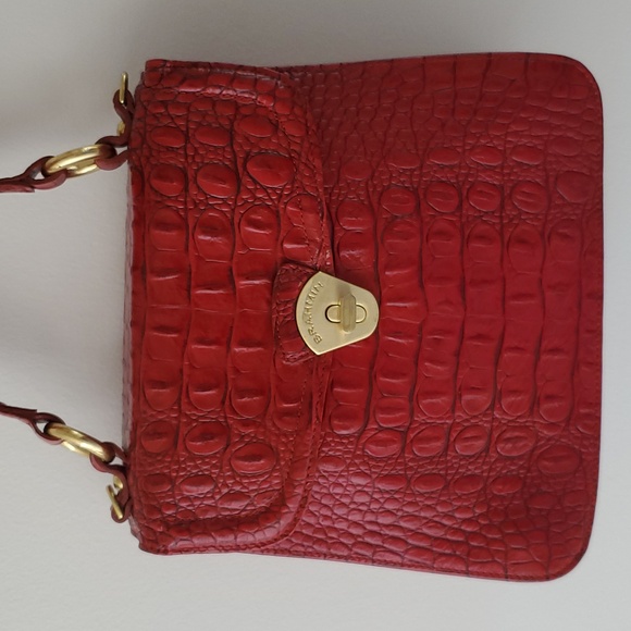 Brahmin Olivia Rose Melbourne Embossed Leather Bag in Red